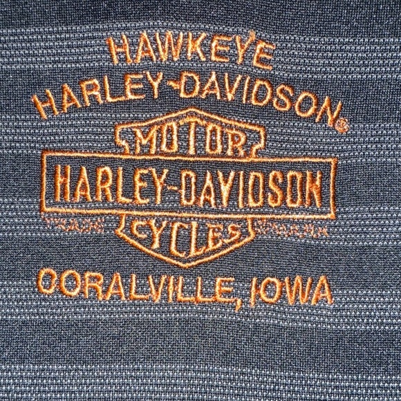 Harley-Davidson Striped Polo Shirt Men’s Large | Iowa Dealership | Biker Style - Picture 5 of 13